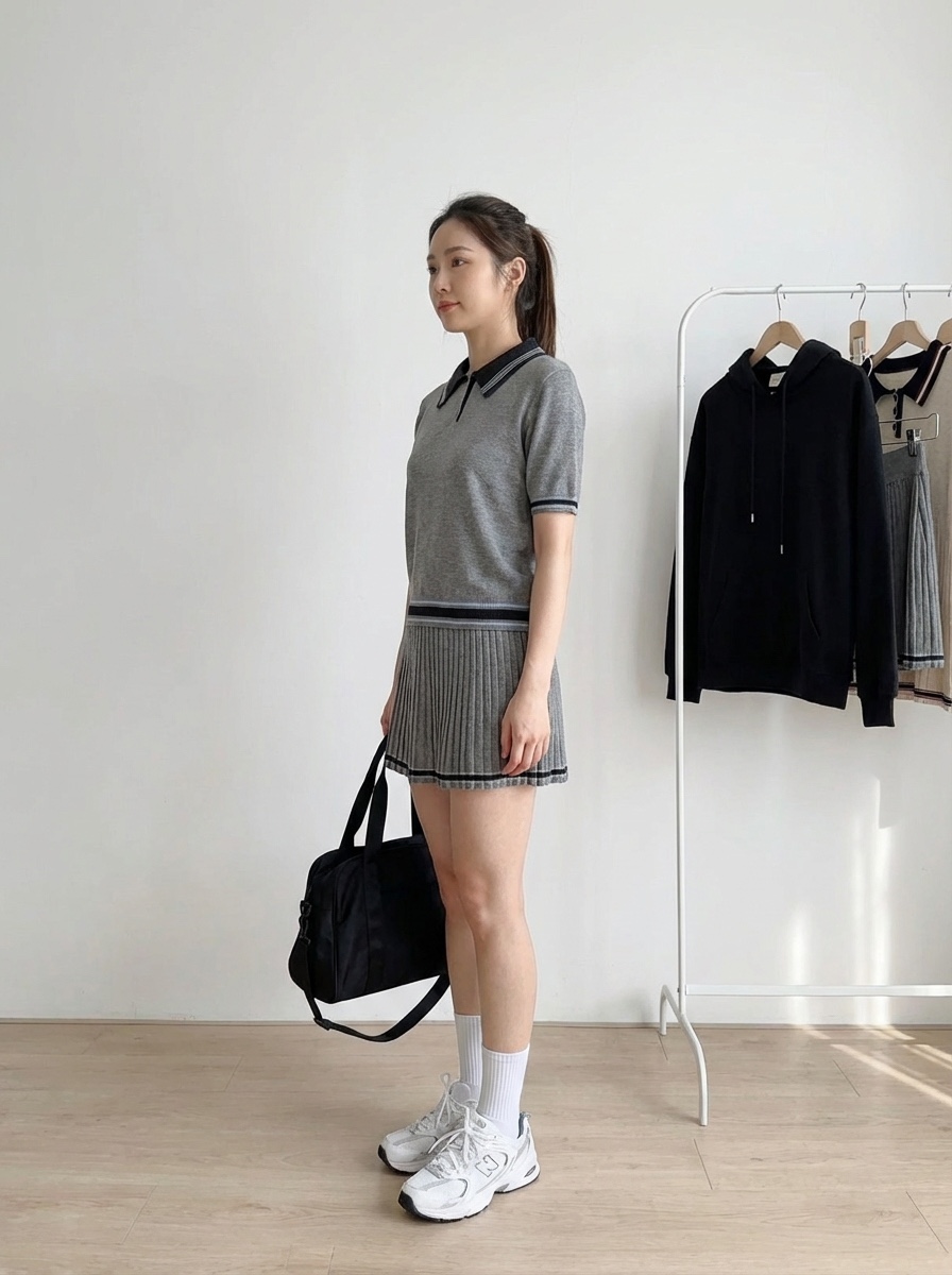 S72557 RINA KNIT POLO SKIRT SET