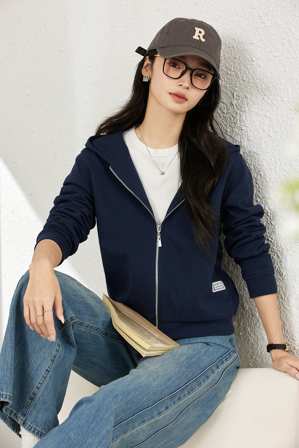 Zip-Front Hooded Cardigan Jacket-VIMLYSTORE