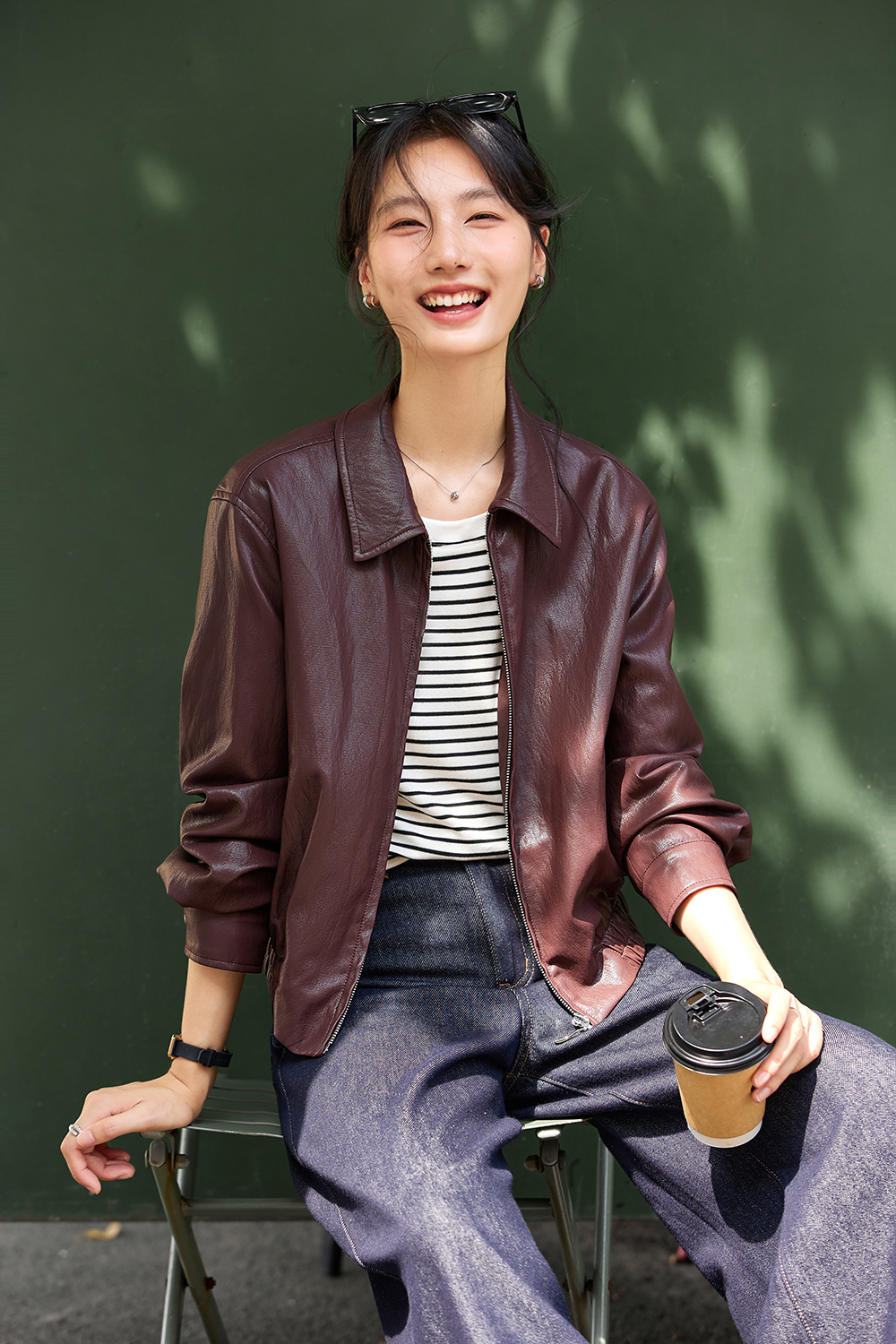 Hong Kong-Chic Cropped Faux Leather Moto Jacket-VIMLYSTORE