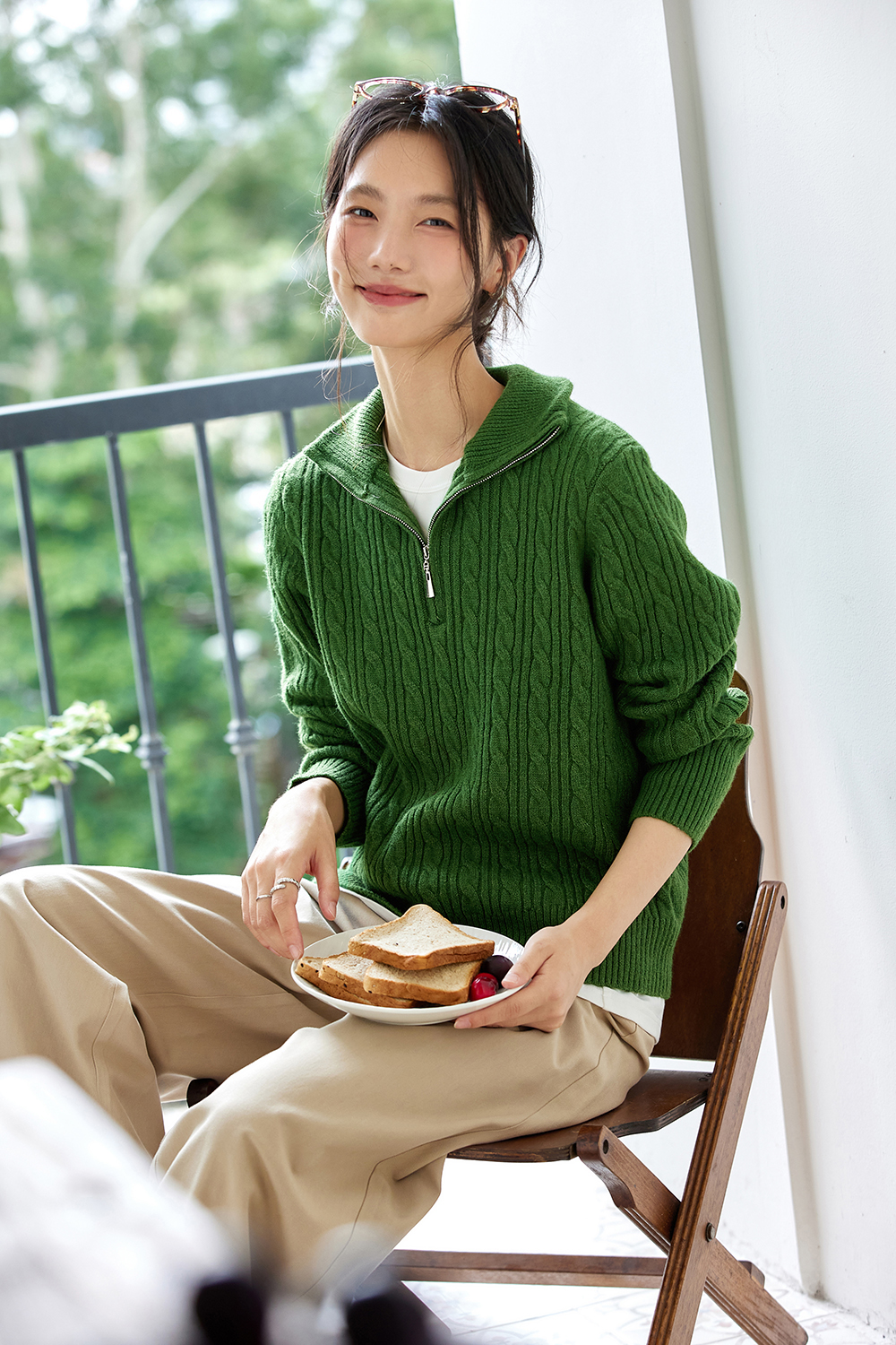 Lapel long sleeve knitted sweater-VIMLYSTORE