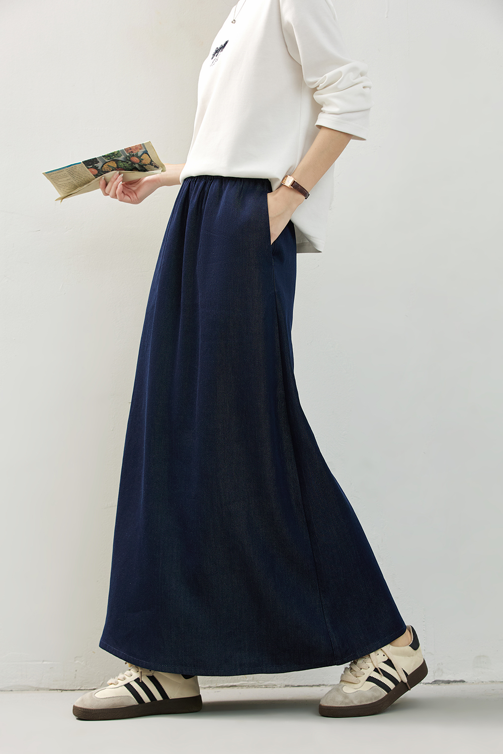 Blue Lyocell wash jeans skirt-VIMLYSTORE