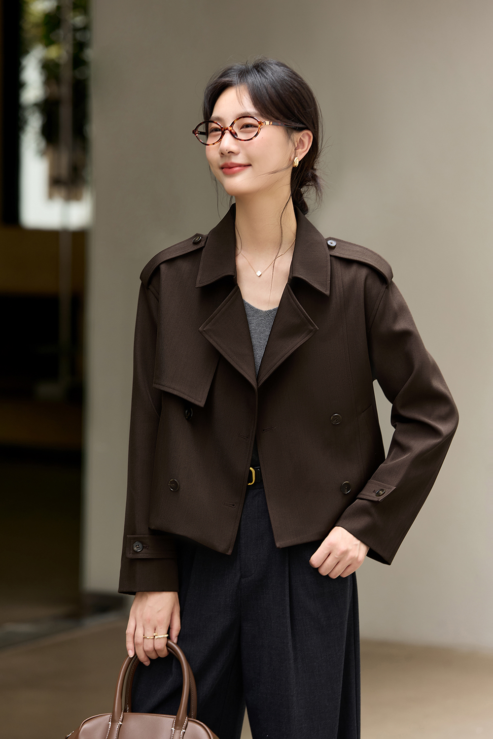 Commute Style Short Height Increasing Slimming Lapel Trench Coat-VIMLYSTORE