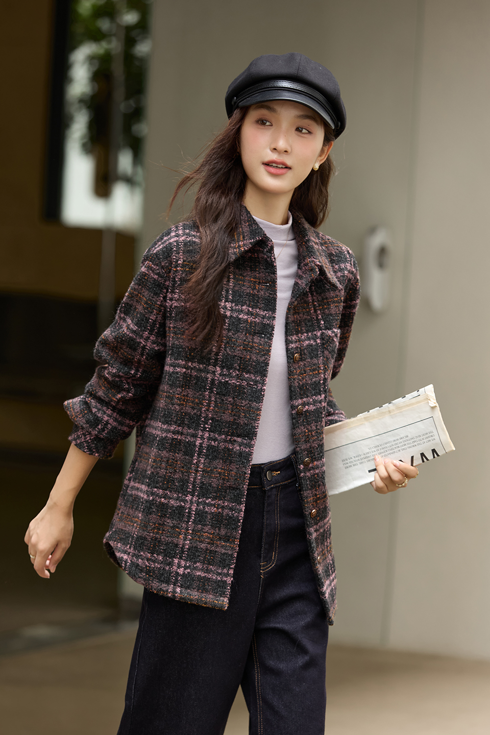 Oversized Vintage Argyle Shirt-VIMLYSTORE