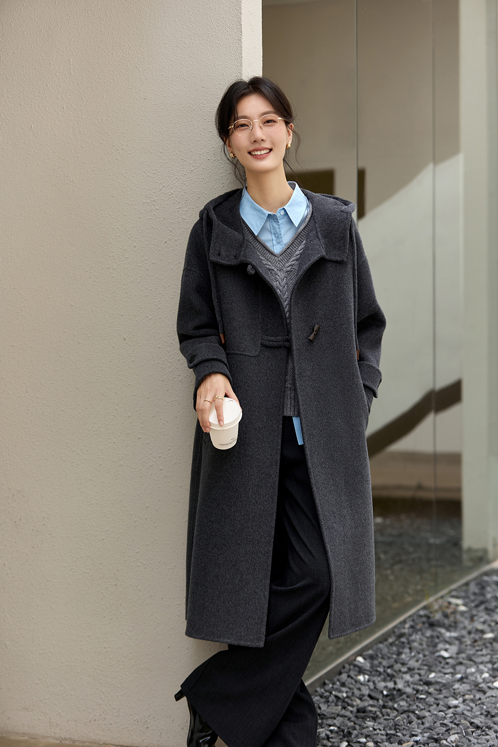 Reversible Hooded Woolen Overcoat-VIMLYSTORE