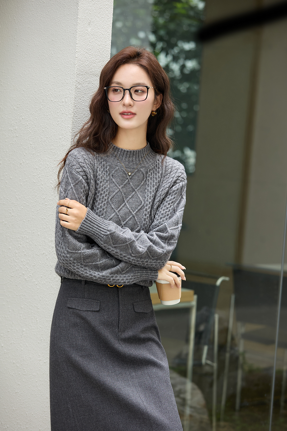 Argyle Mock-Neck Sweater
