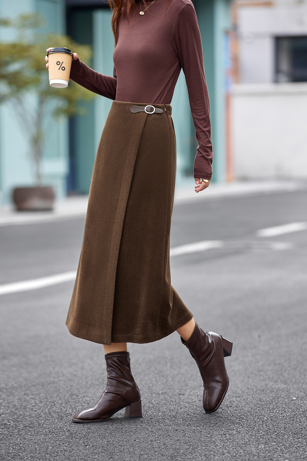 Maillard Style Straight-Cut Midi Skirt