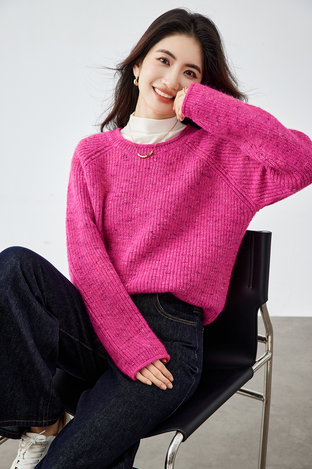 Red Slouchy Crewneck Sweater (Women's)