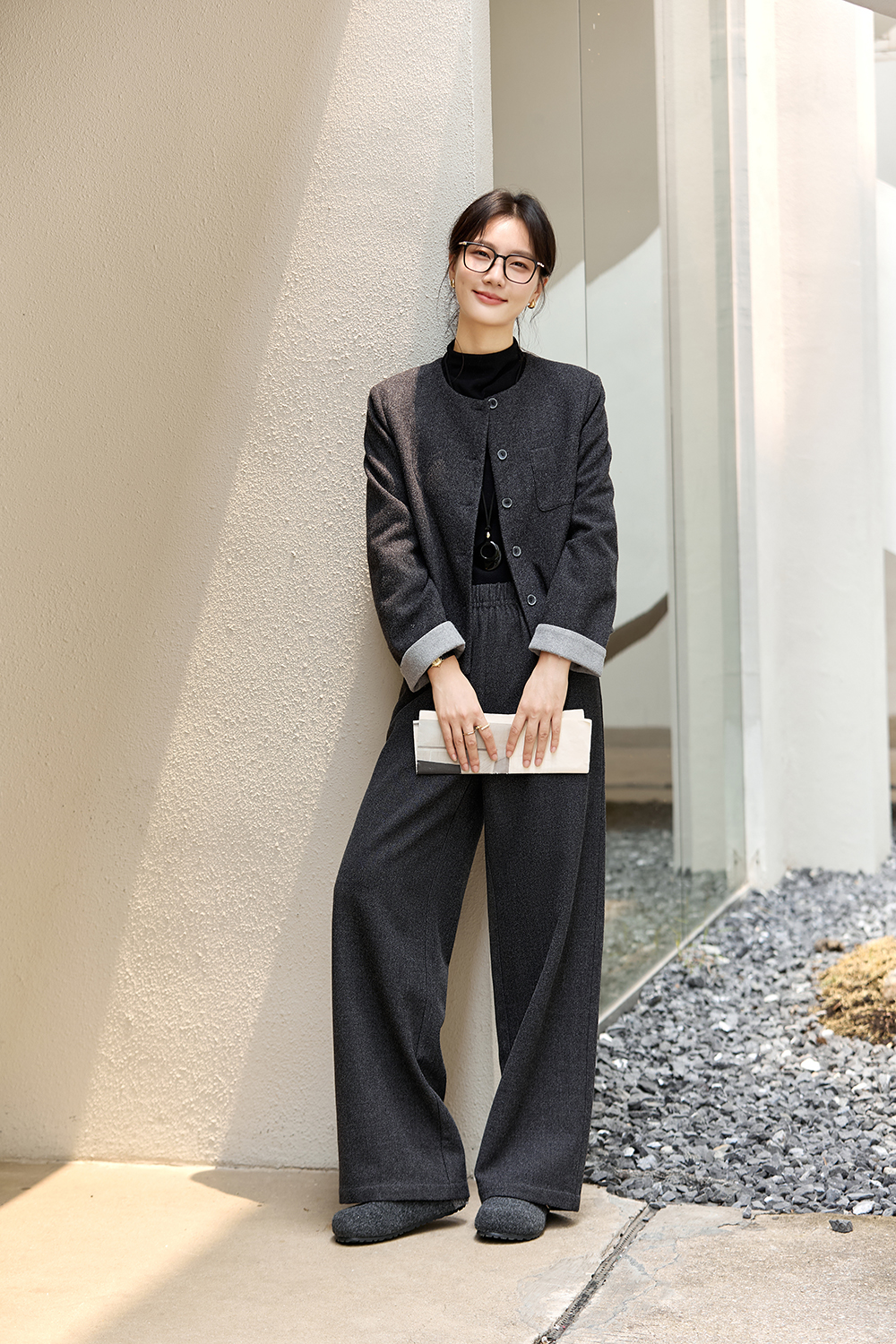 Gray Office Woolen Set