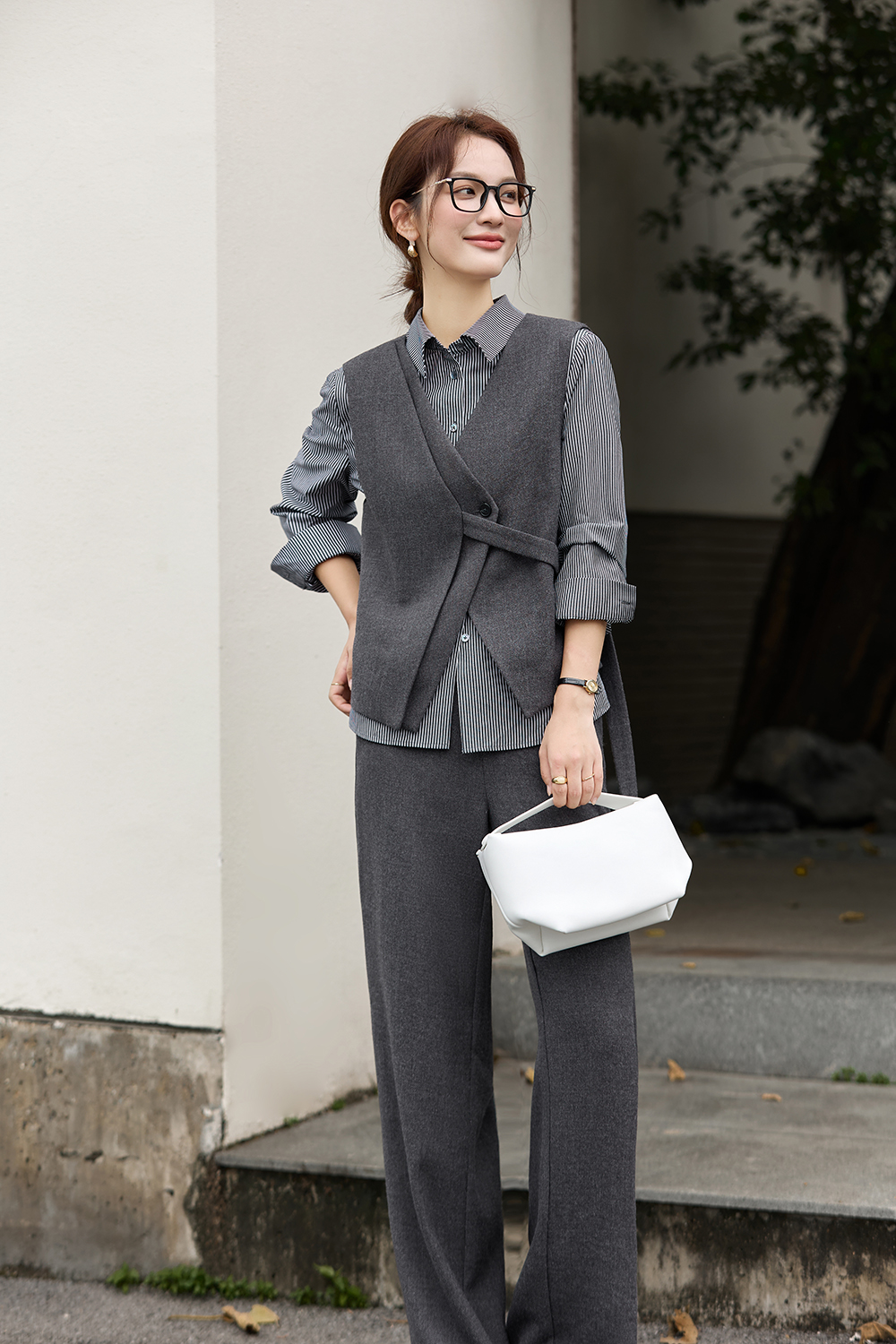 Grey Urban Office-Style Suit Set