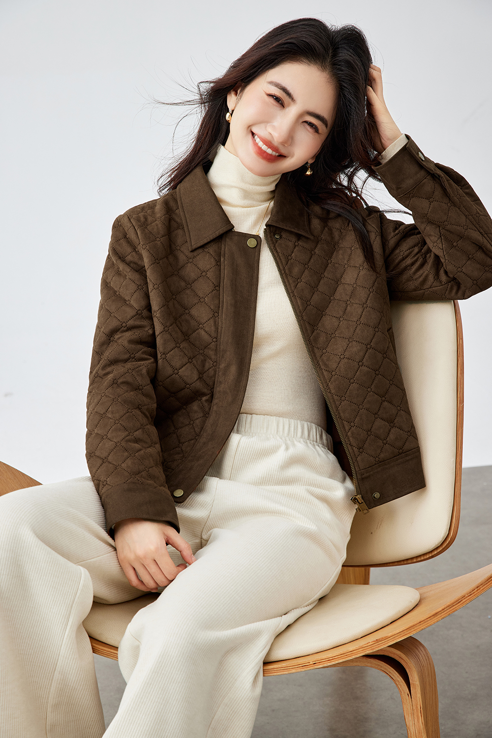 Diamond-Quilted Short Jacket