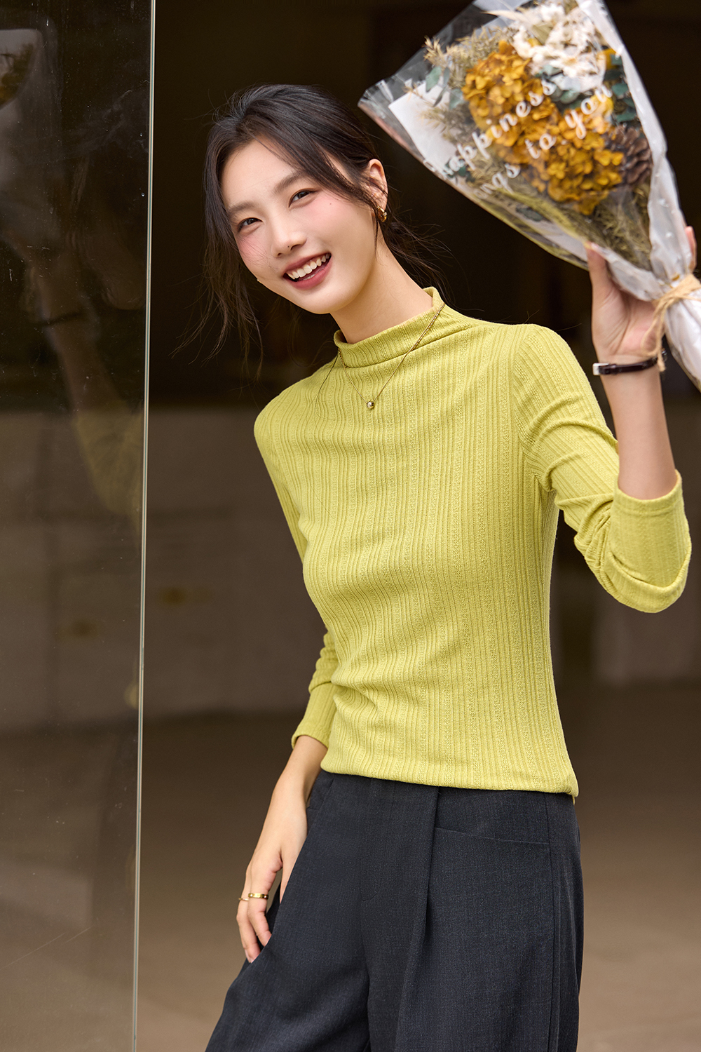 Yellow-Green Turtleneck Sweater