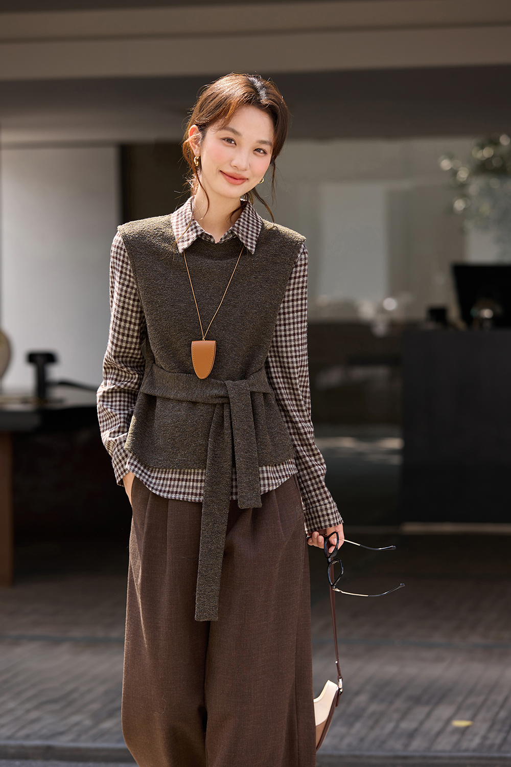 Coffee Brown Layered Wrap Set