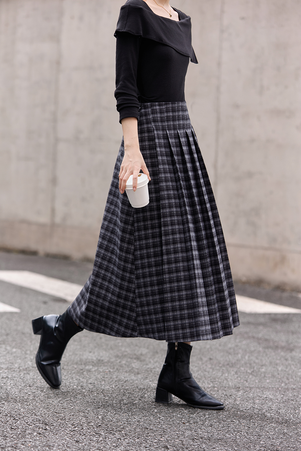 Vintage Plaid Pleated Skirt