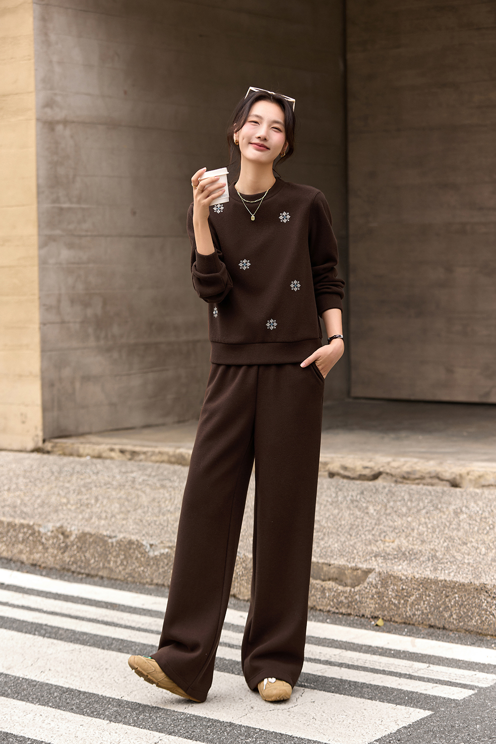 Embroidered Fleece Knit Set