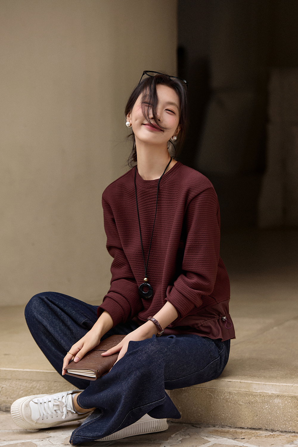 Drawstring Patchwork Casual Sweatshirt