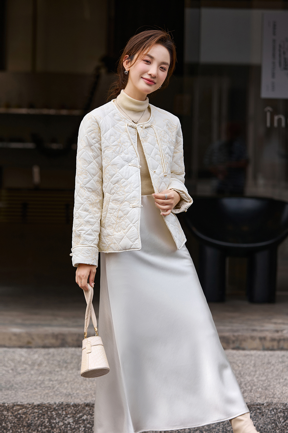 New Chinese style buttoned cotton-padded jacket