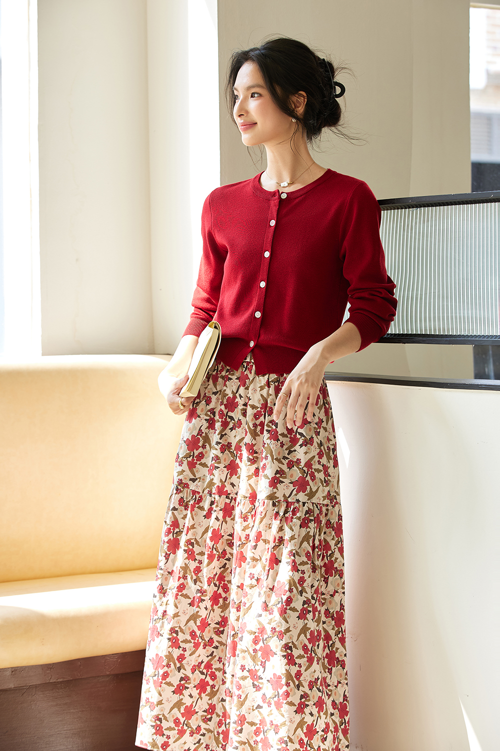 Vacation Knit Twin Set with Flowy Skirt-VIMLYSTORE