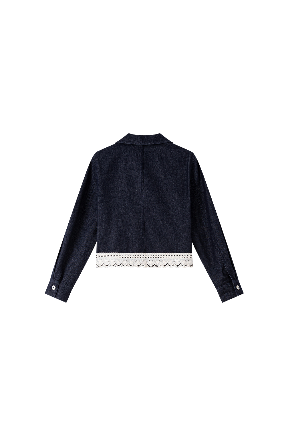 Lace Trim Lapel Jacket and Pants Denim Set-VIMLYSTORE