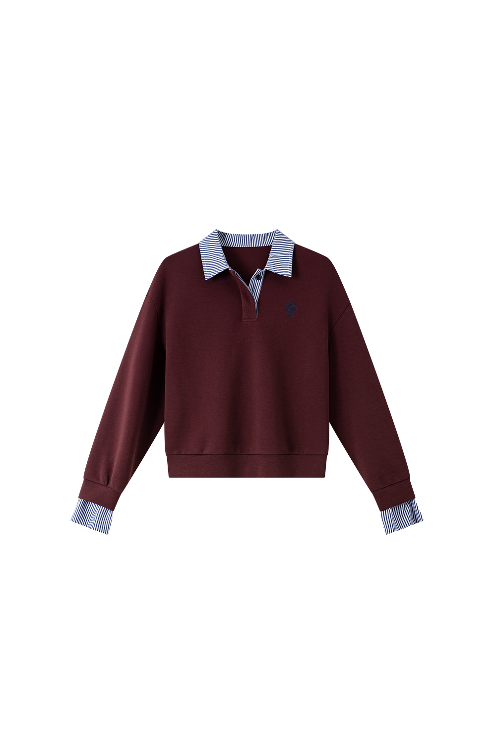 Preppy Style Lapel Color-Block Top with Slit Long Skirt Two-Piece Set-VIMLYSTORE