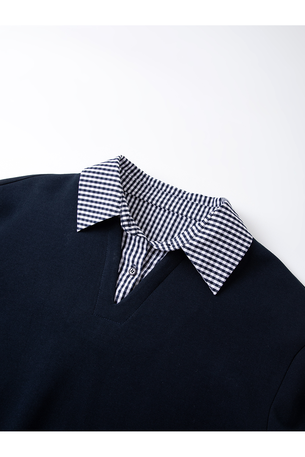 Design-Forward Slimming Preppy Style Lapel Fake Two-Piece Sweatshirt-VIMLYSTORE