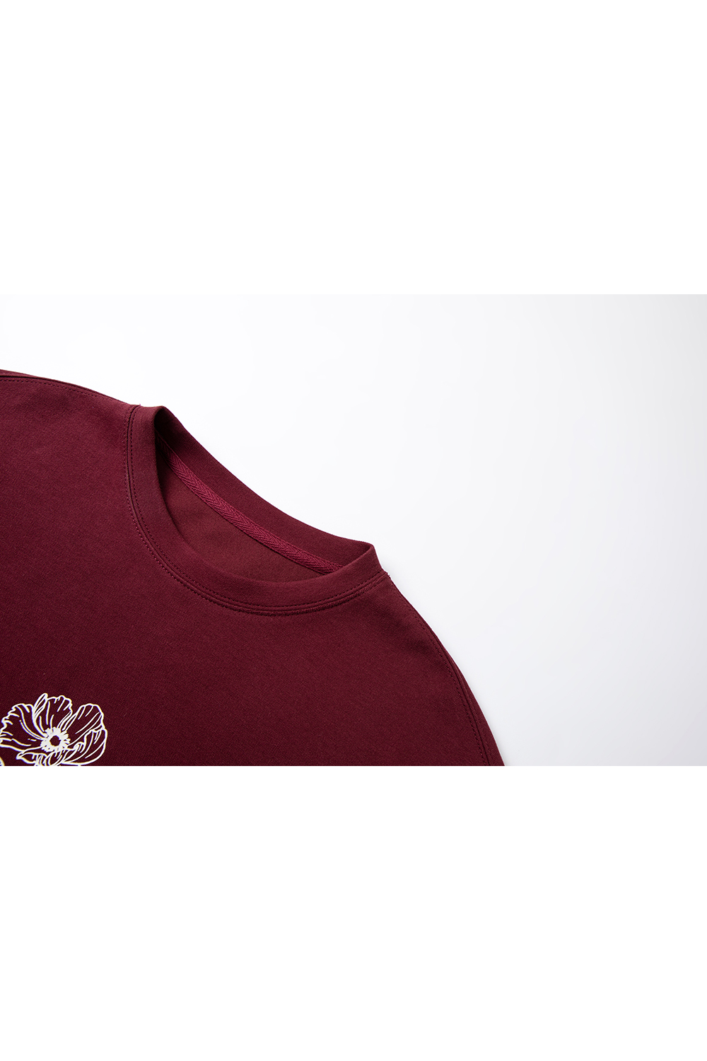 Flower print red round neck Sweatshirt-VIMLYSTORE