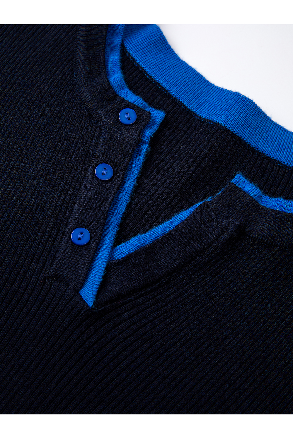 Color-Block Fake Two-Piece Round Neck Fitted Slimming Versatile Knit Top-VIMLYSTORE