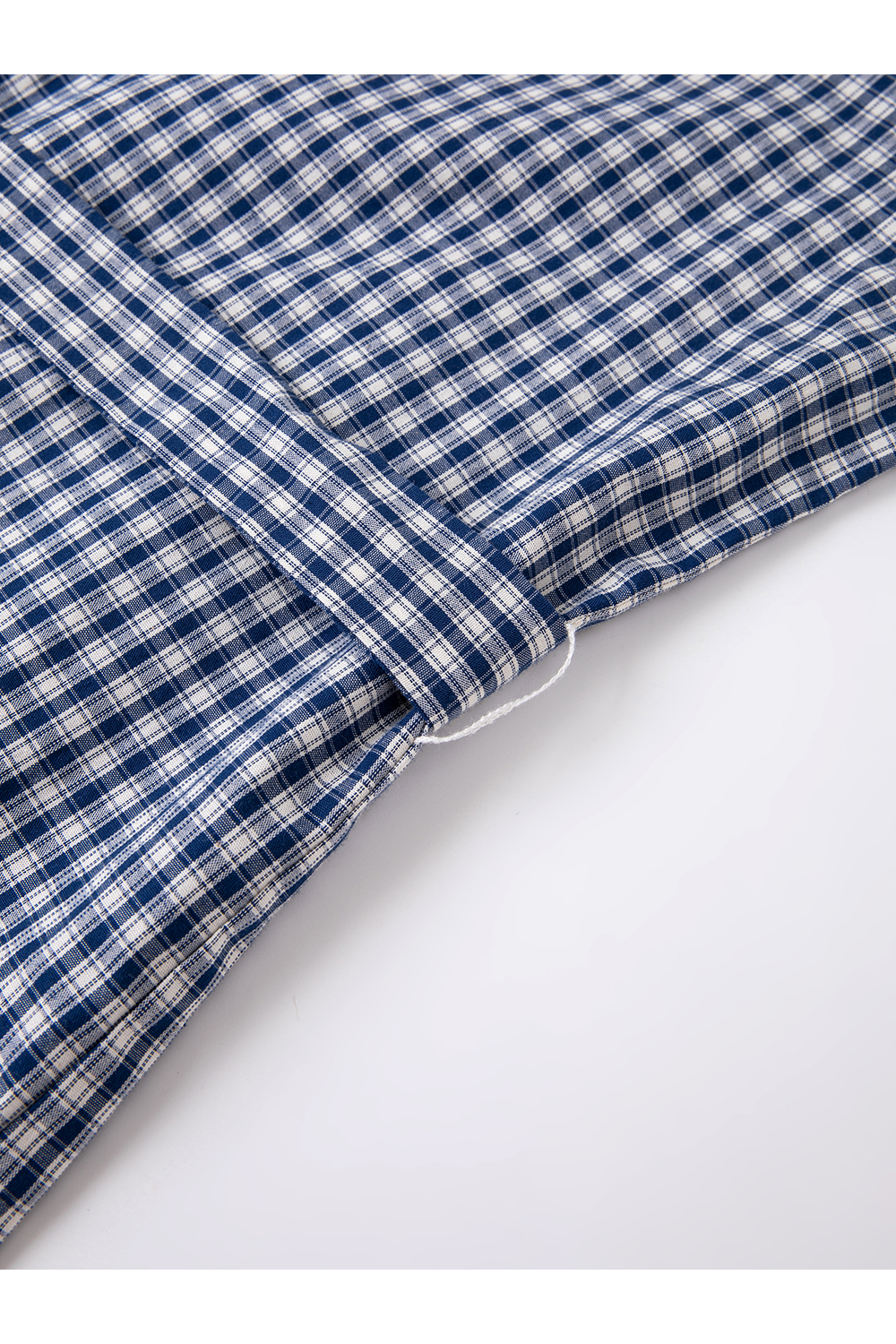 Lapel Tie-Waist Slimming Pure Cotton Long Sleeve Plaid Shirt-VIMLYSTORE