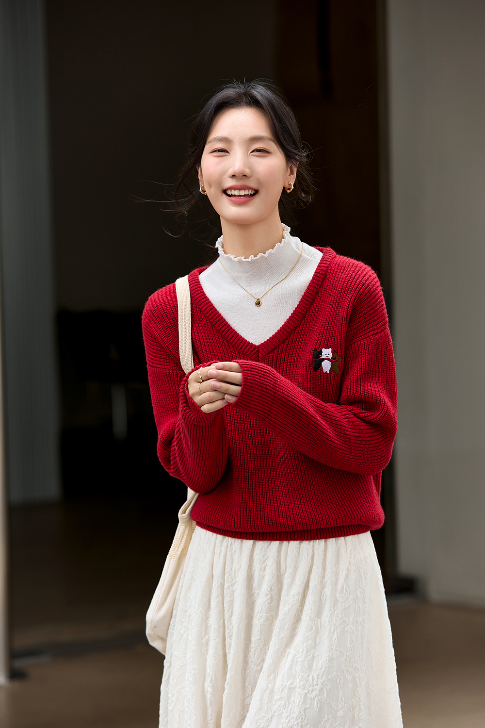 Oversized Wool-Blend Sweater with Animal Motif-VIMLYSTORE