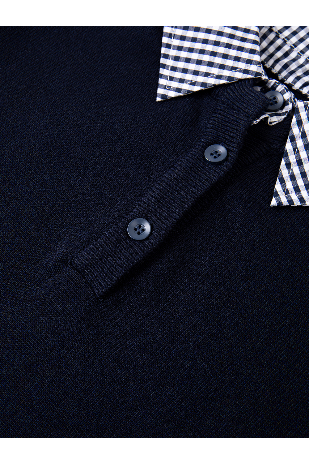 Plaid & Solid Faux Layer Wool-Blend Knit Top-VIMLYSTORE