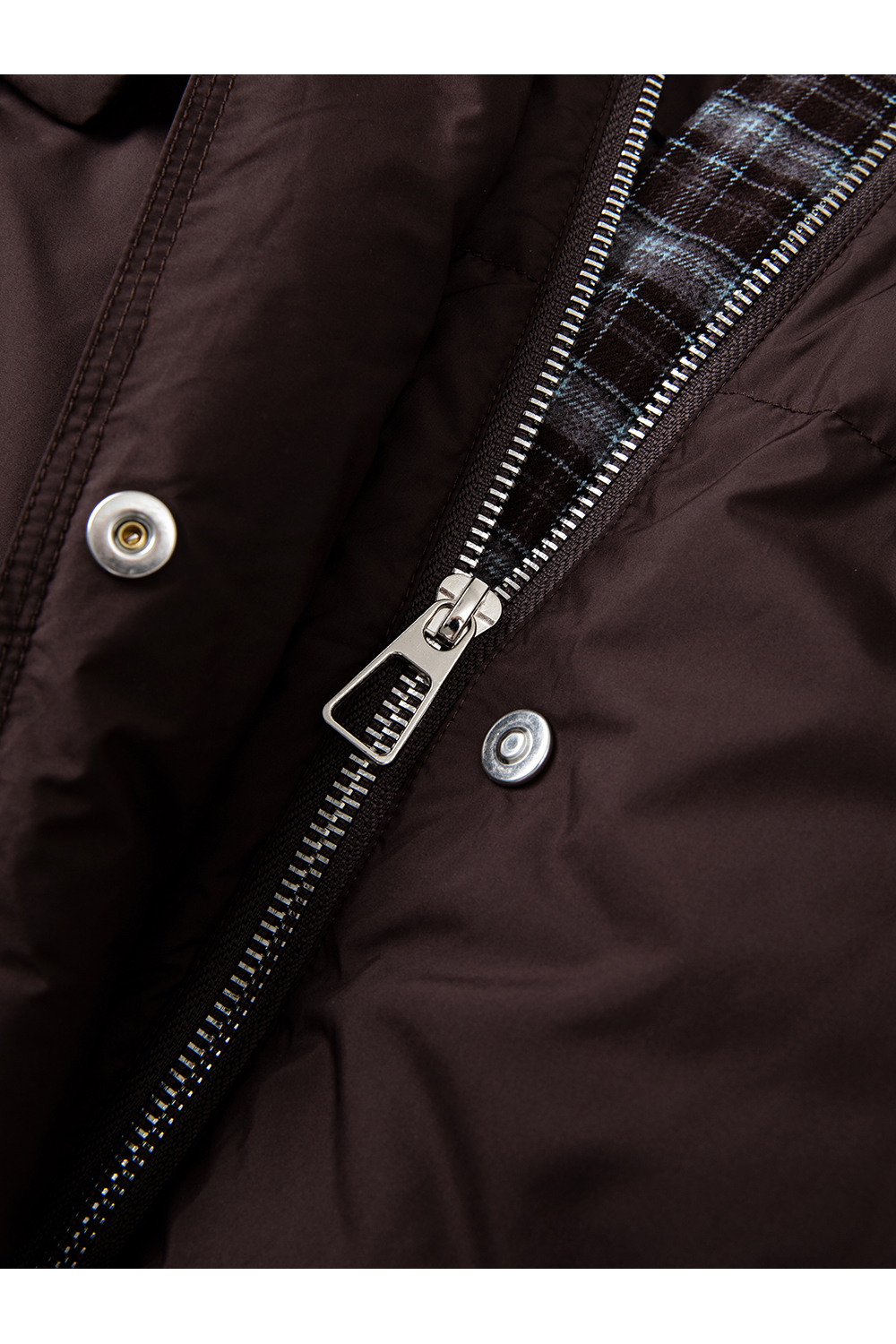 Patchwork Plaid Stand Collar Warm Short Hooded Down Jacket-VIMLYSTORE