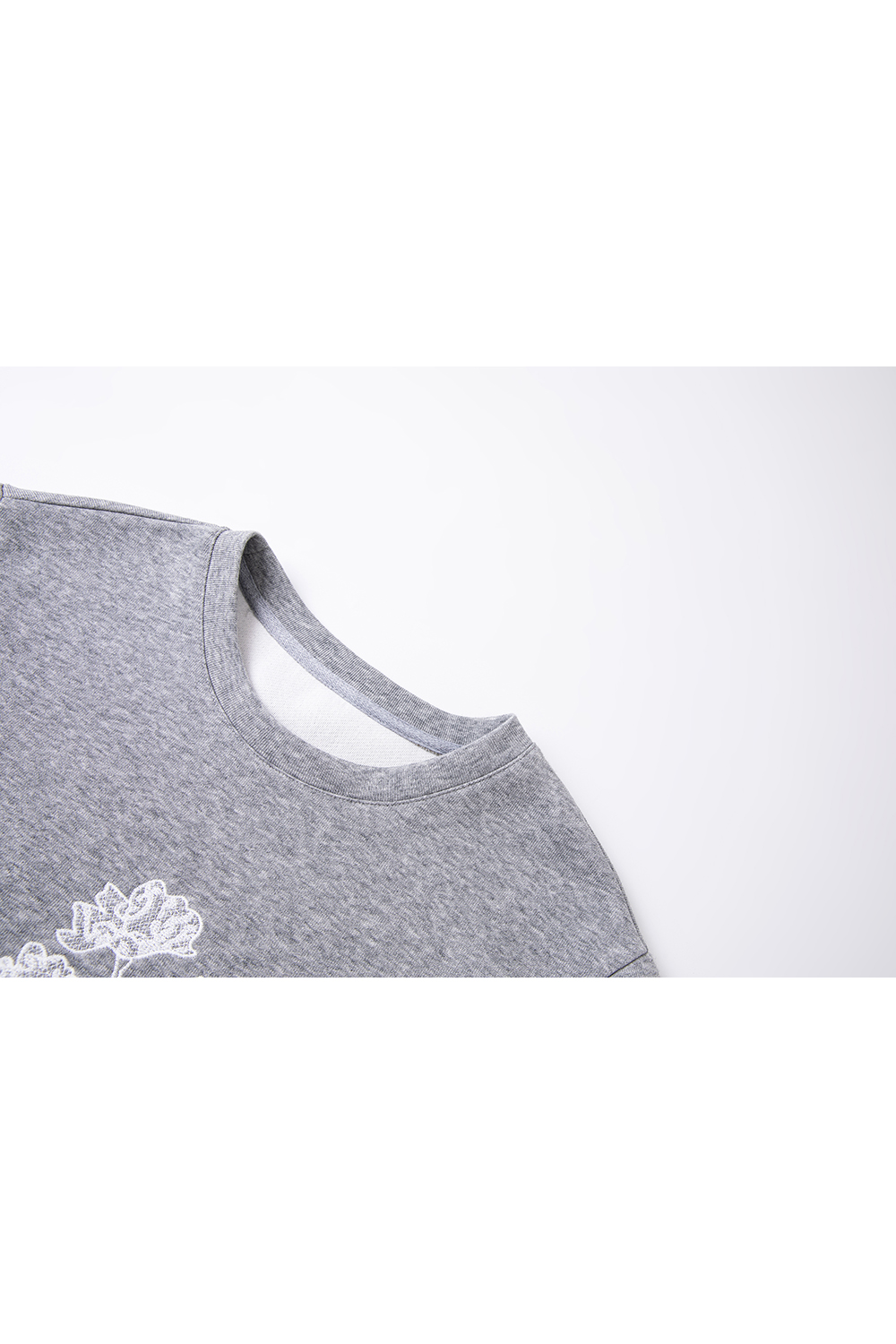 Lace Trim Fake Two-Piece Round Neck Sweatshirt-VIMLYSTORE