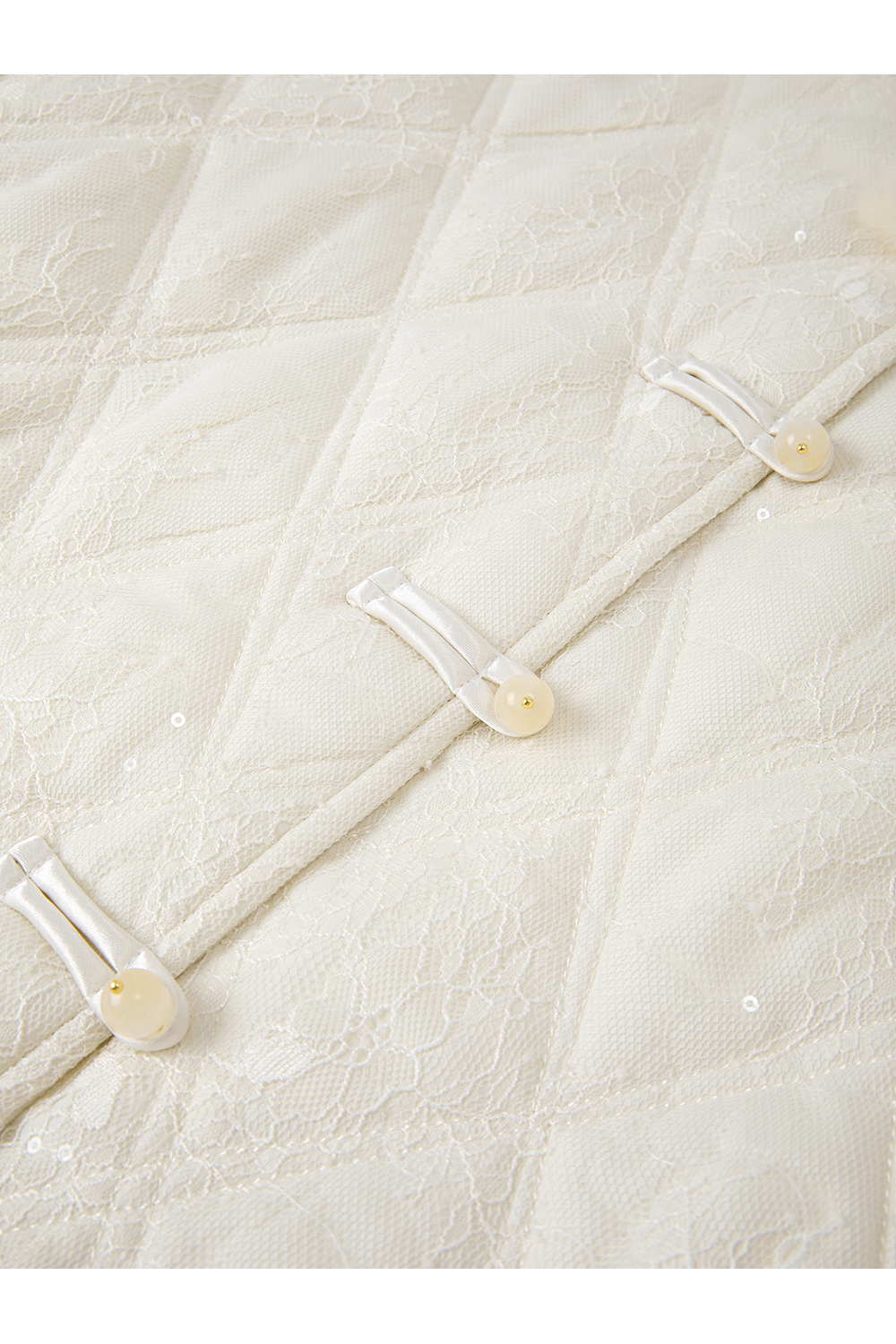 Neo-Chinese Lace-Embroidered Cotton Coat-VIMLYSTORE