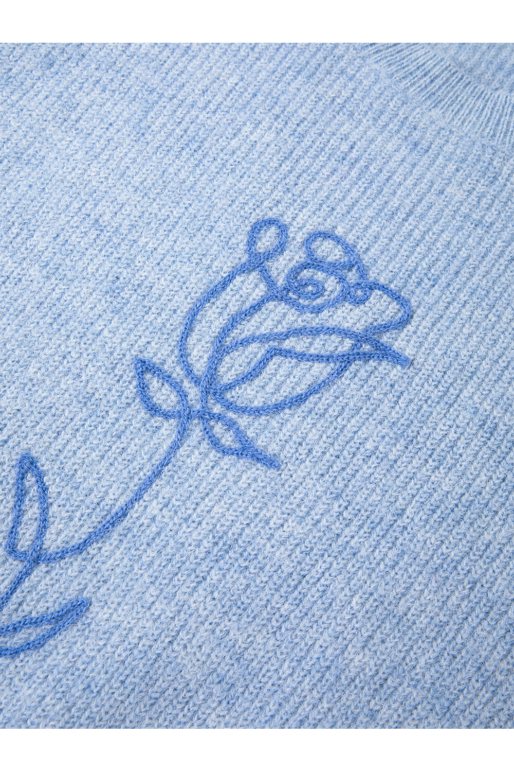 Blue Rose Embroidered Oversized Knit-VIMLYSTORE