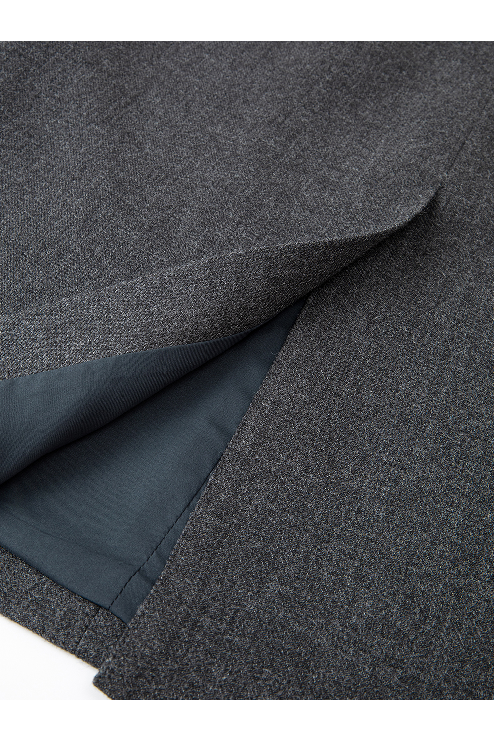 Grey Straight-Cut Midi Skirt