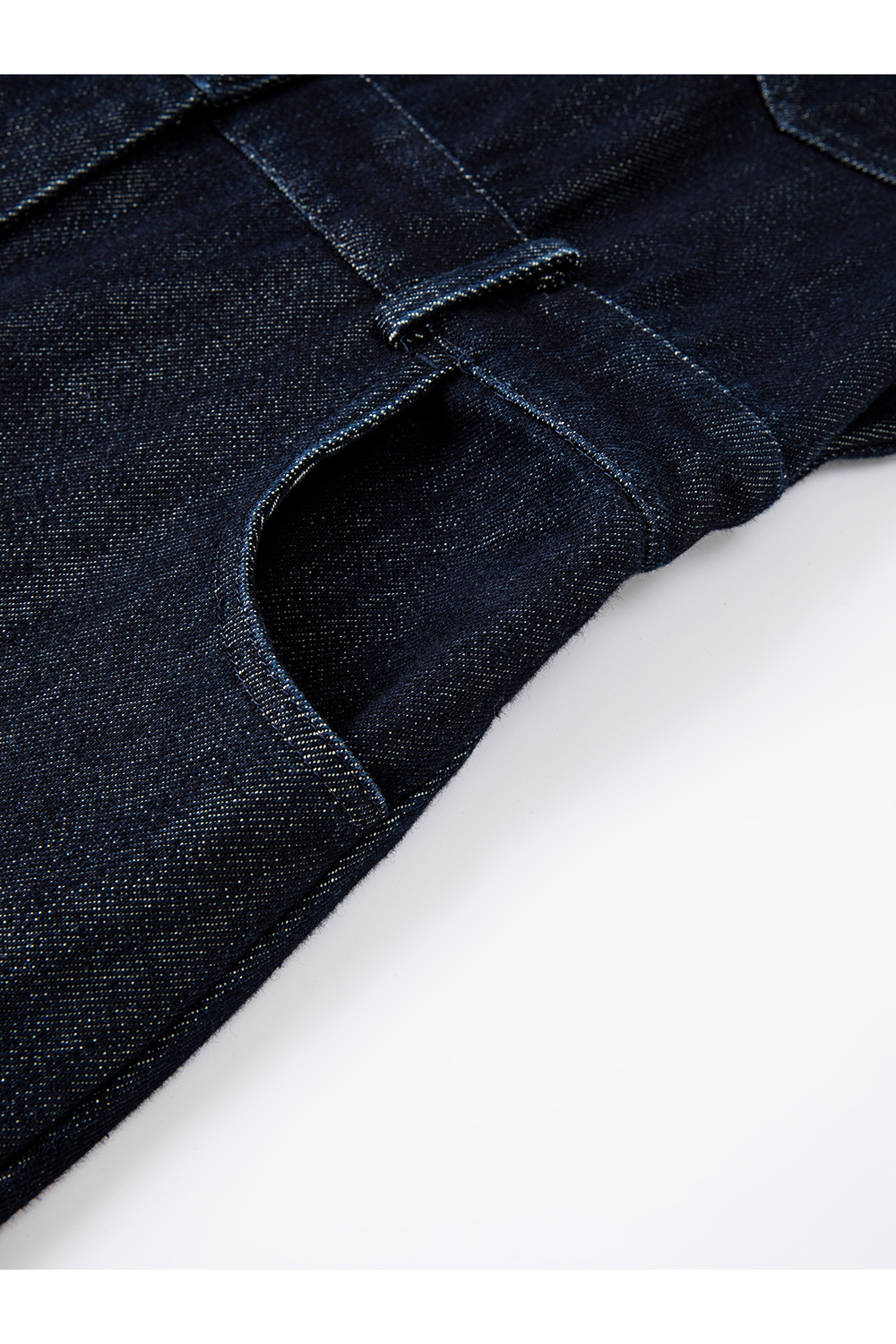 Blue Vintage Lapel Fleece-Lined Denim Dress