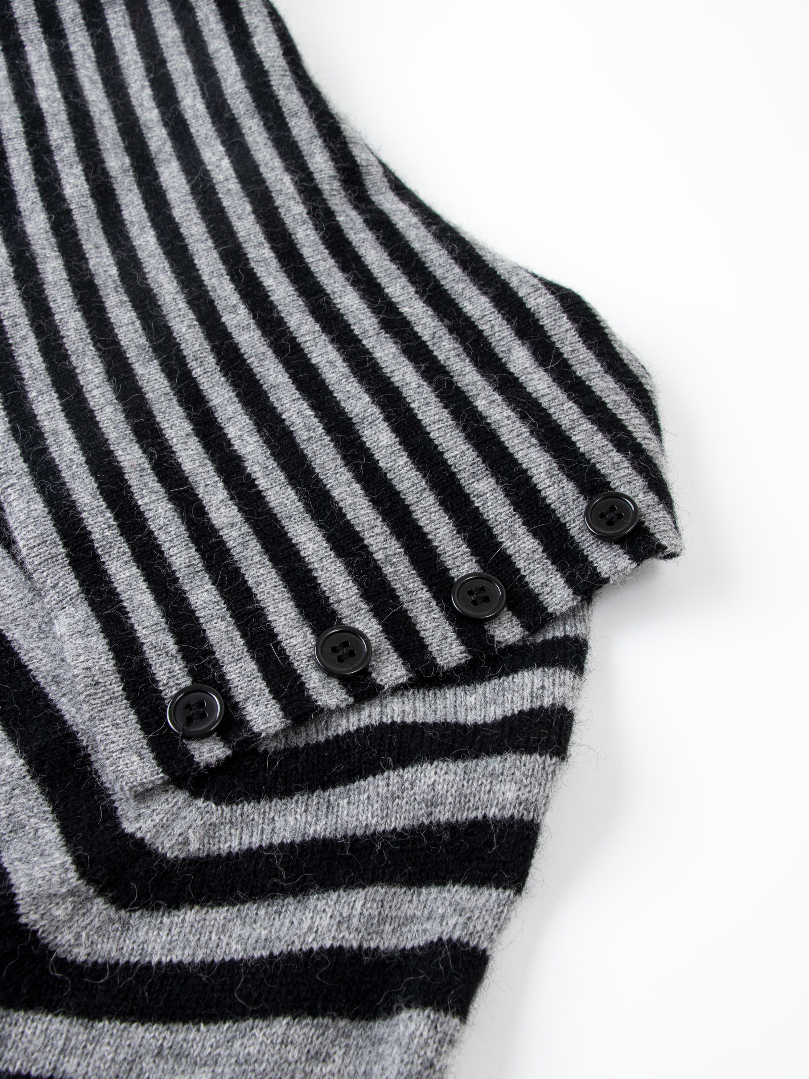Retro Gray-White Striped Off-Shoulder Knitted Shirt
