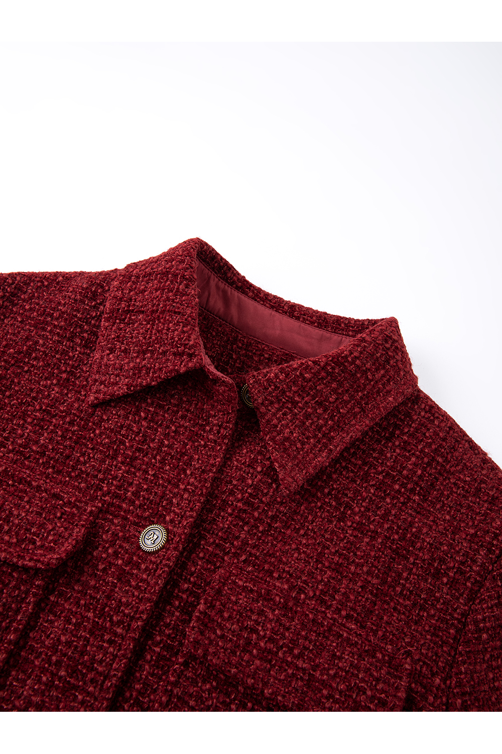 Red Lapel Short Wool Blend Jacket