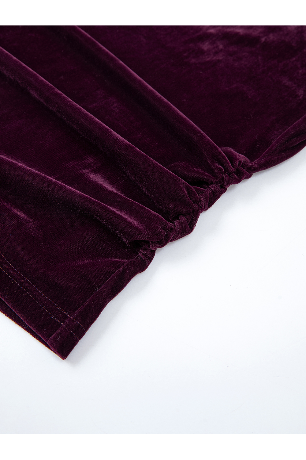 Red Mock Neck Velvet Long-Sleeve Top