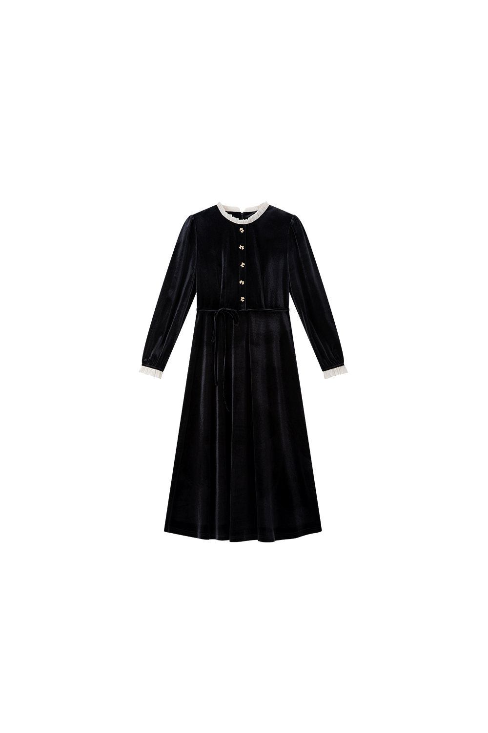 French-Style Velvet A-Line Dress
