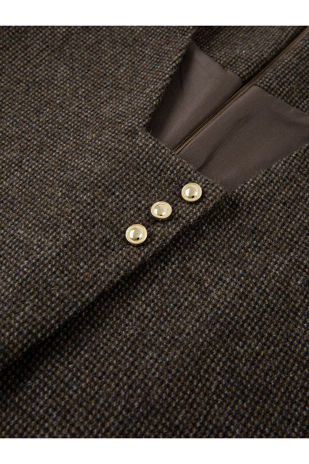 Floral Coffee - colored Sleeveless Woolen Vest Dress