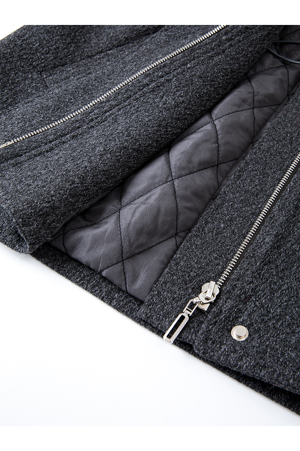Hooded zipper wool coat
