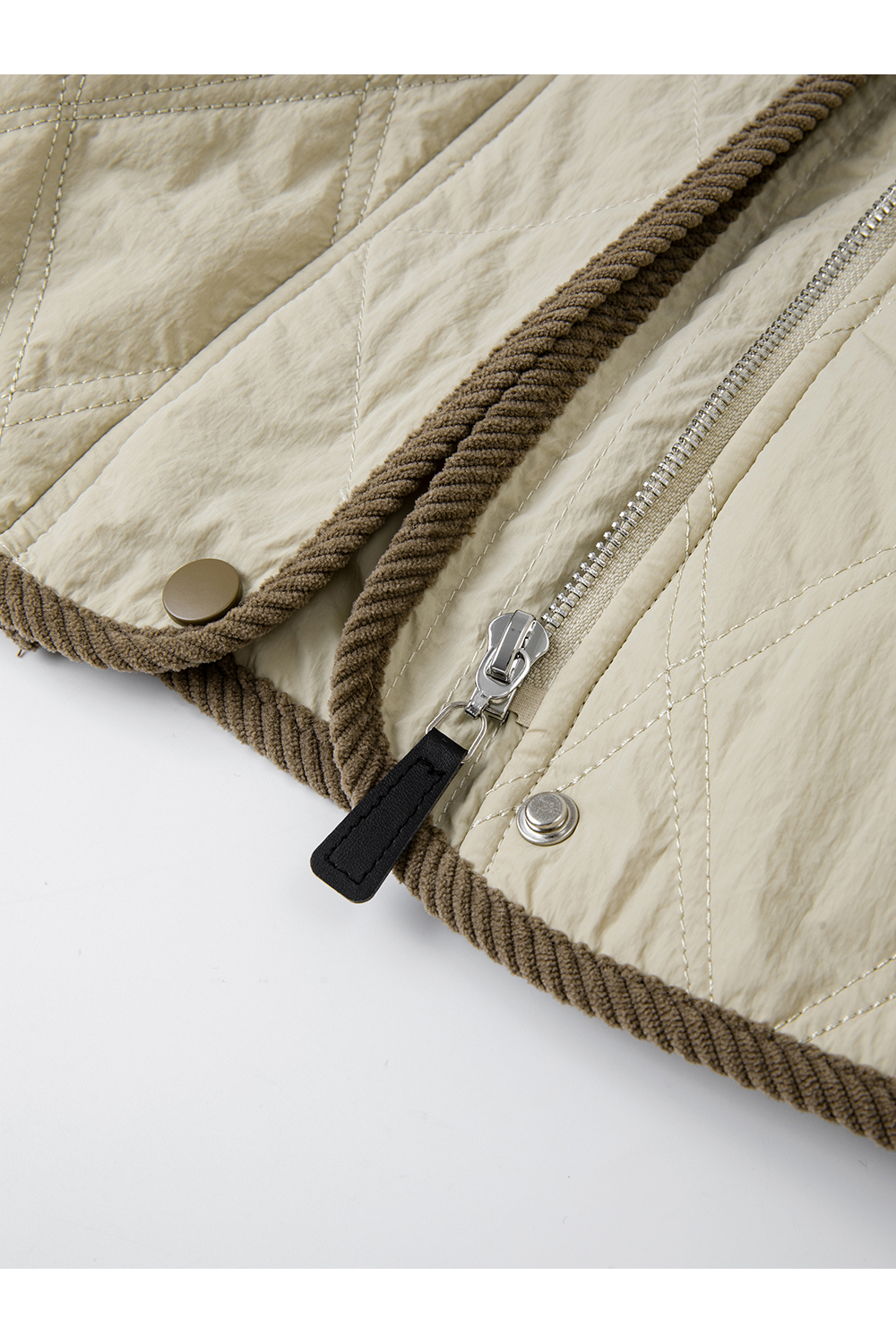 Khaki barn-style lapel cotton-padded jacket