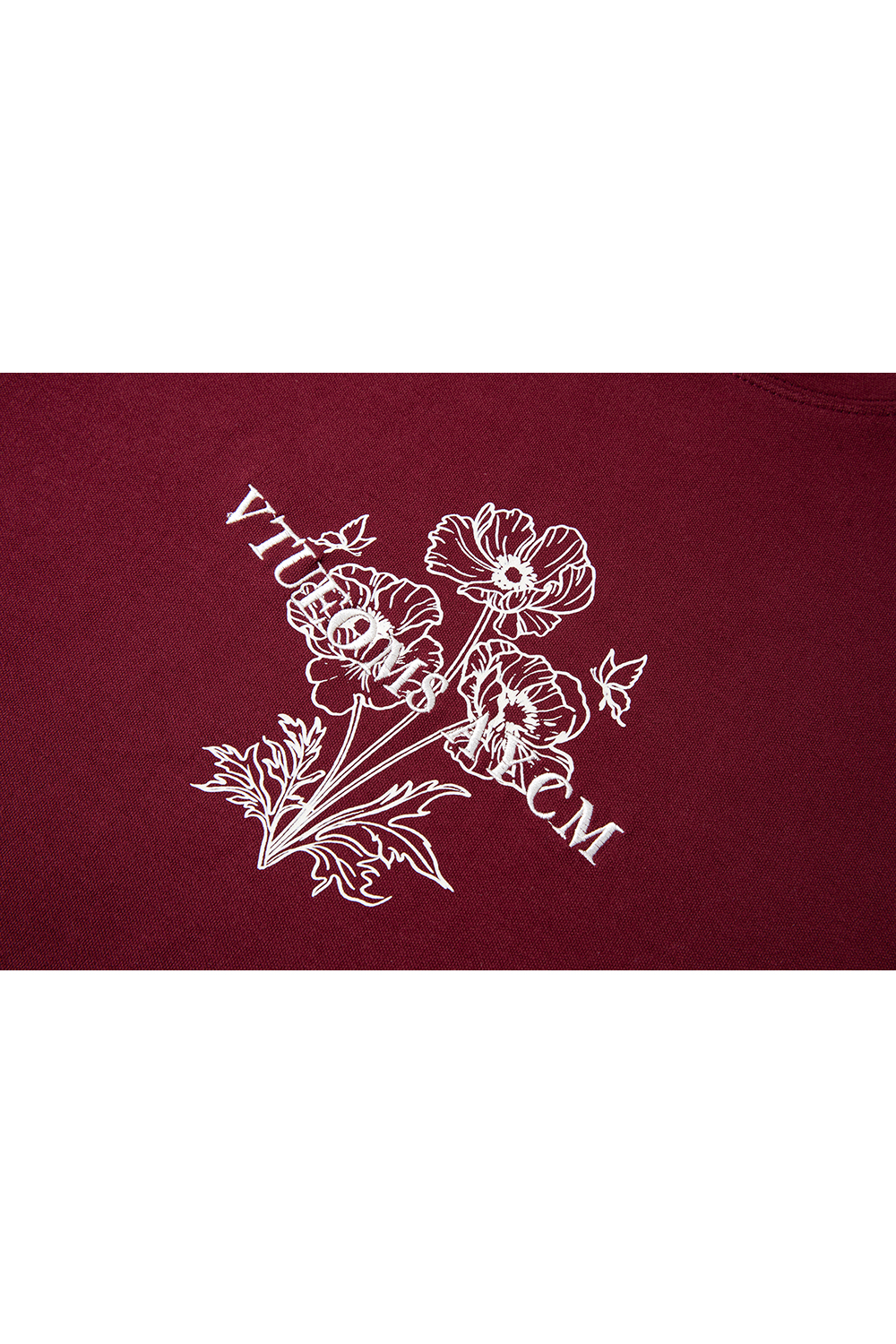 Flower print red round neck Sweatshirt-VIMLYSTORE