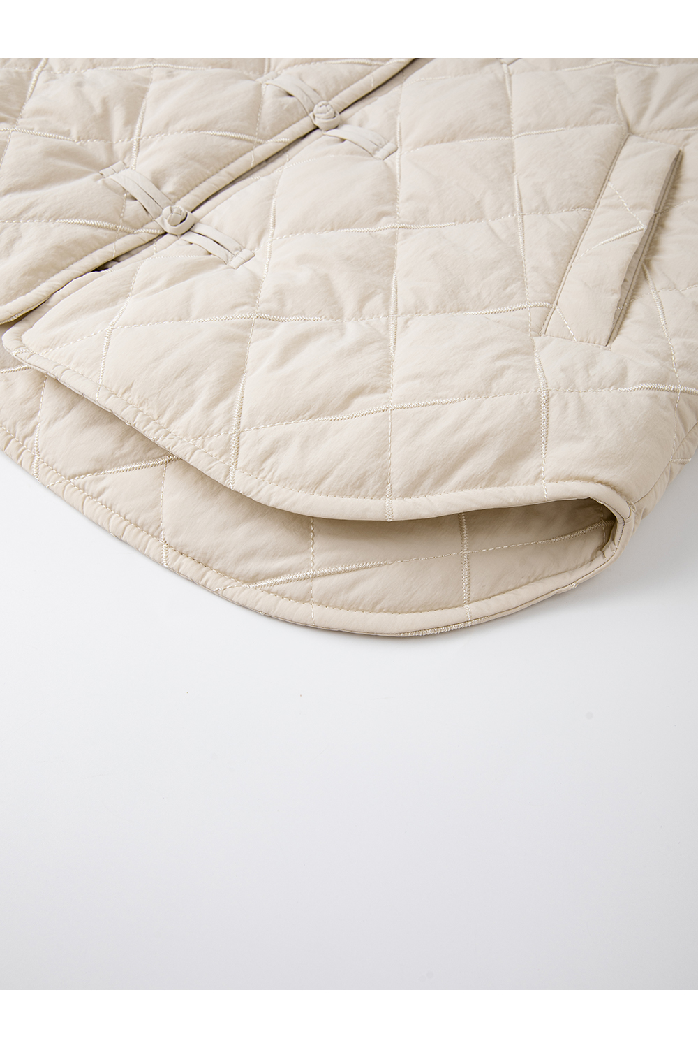 Loose Frog Closure Diamond Quilted Warm Cotton Jacket-VIMLYSTORE