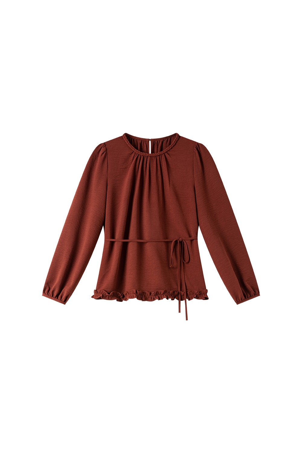 Vintage Round Neck Ruffle Collar Shirt-VIMLYSTORE