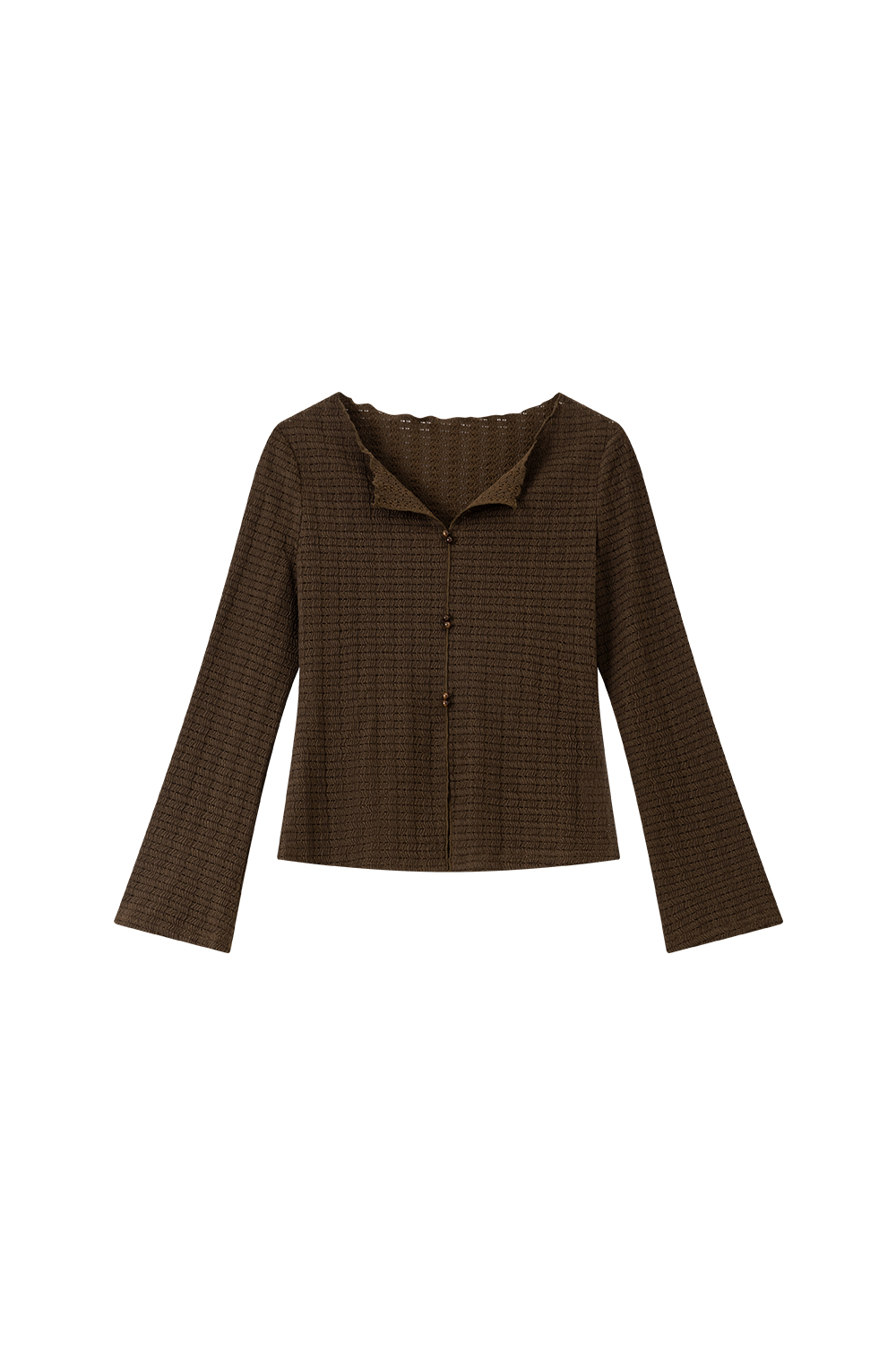 Textured Wrinkle Slim-Fit Slimming V-Neck Long Sleeve T-Shirt-VIMLYSTORE