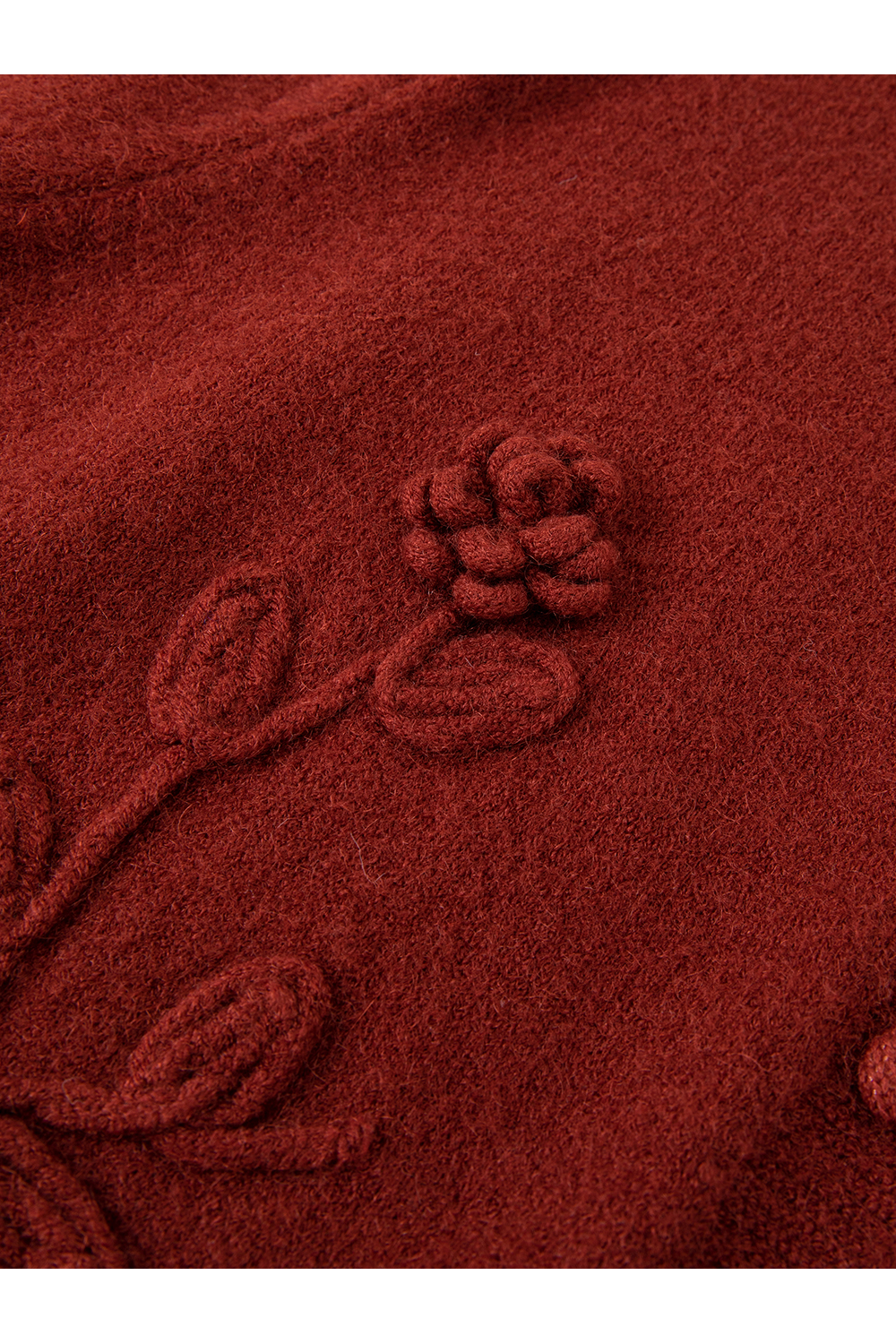 Red 3D Floral V-Neck Knit Cardigan-VIMLYSTORE