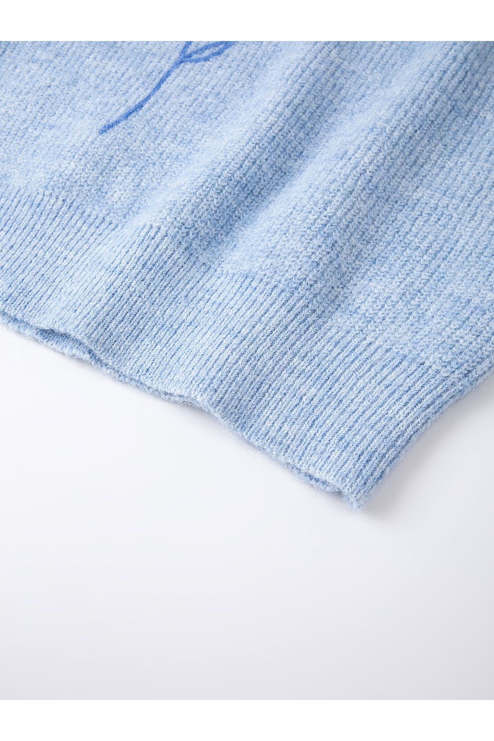 Blue Rose Embroidered Oversized Knit-VIMLYSTORE