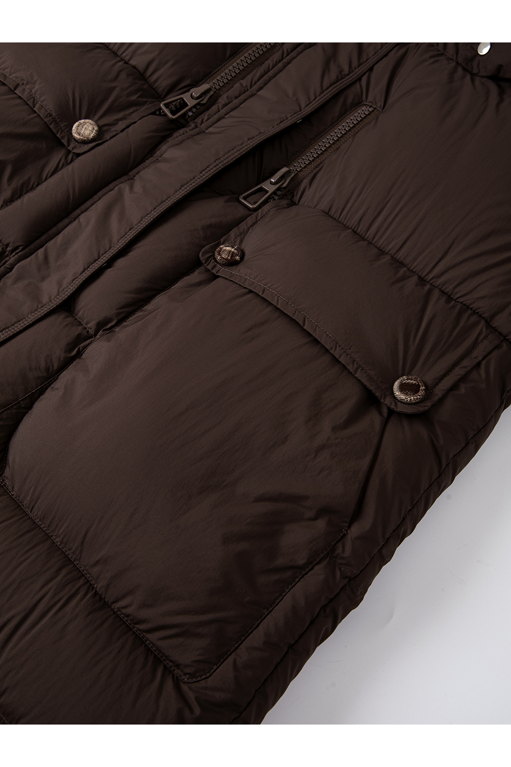 Brown Patchwork Plaid Hooded Down Jacket-VIMLYSTORE