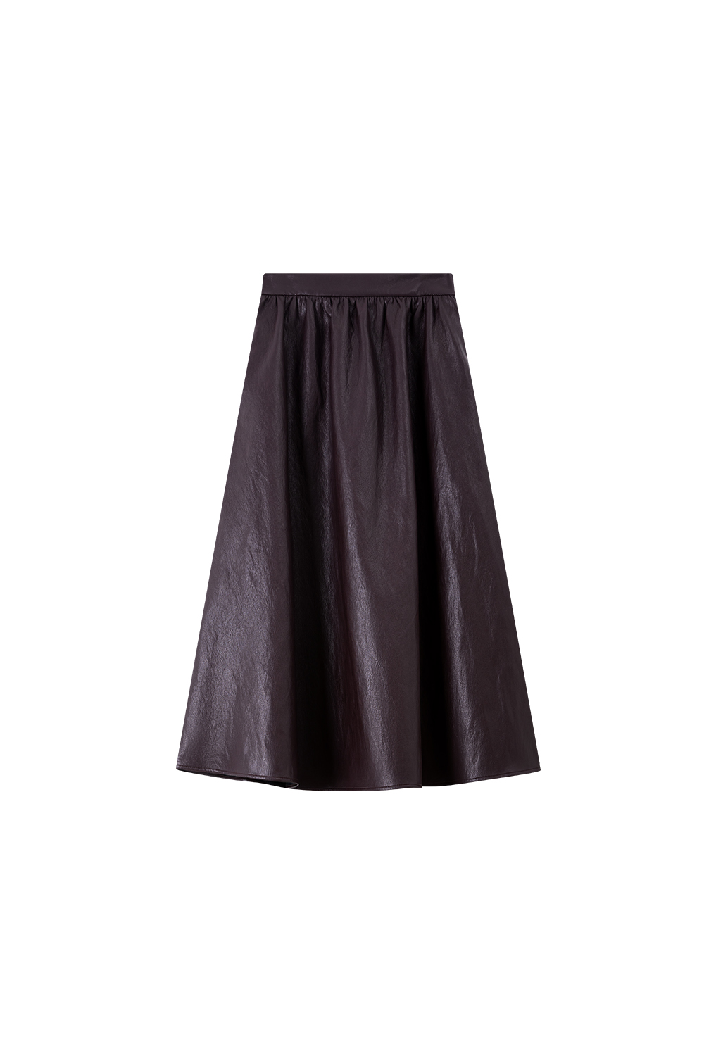 French Leather Midi Skirt
